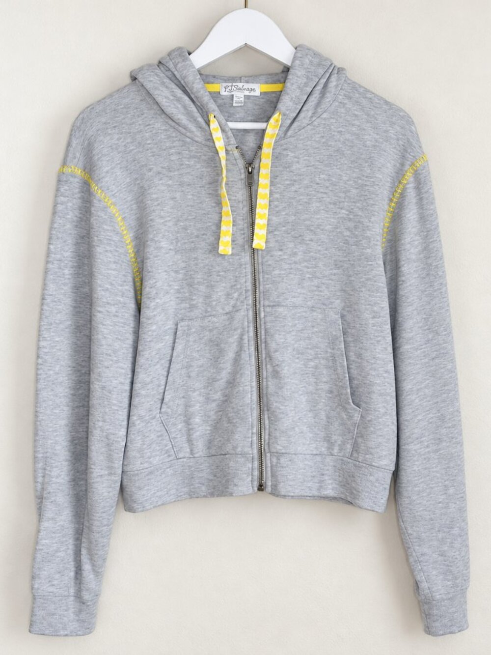 P.J. Salvage Electric Vibes Peachy Zip Hoodie Gray Yellow L